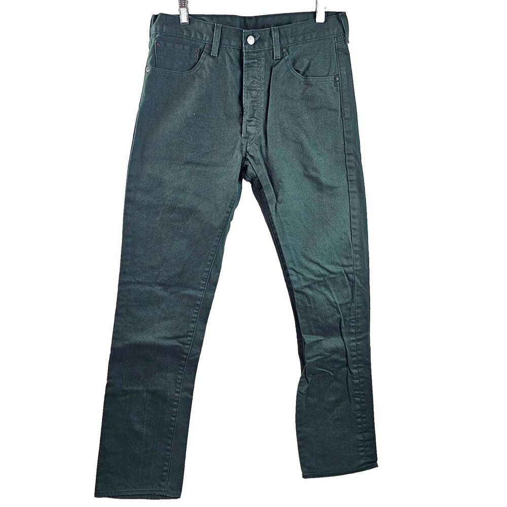Levi's 501 Jeans Mens 34x36 Green Denim Straight Leg Button Fly Casual Shrunk